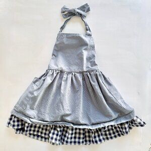 The Sunday Collective Halter Dress | Gingham Ruffle Hem | Blue | 3Y